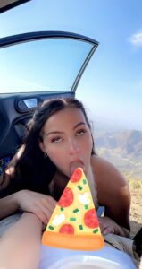Mila Monet eats pizza a.k.a. cock